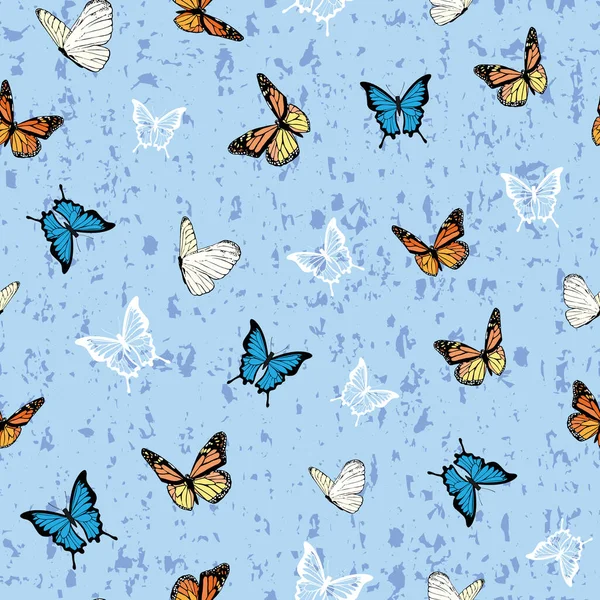 Pastel azul Cottagecore mariposa sin costura Patrón de fondo — Archivo Imágenes Vectoriales