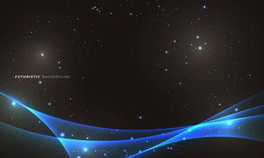 Işıl ışıl parlayan iş hatları. Neon ışığı, ışık efekti teknoloji dokusu arka plan tasarımı. Fütürist sihirli parıltı ve parlak şablon afişi, soyut sanat duvar kağıdı. Vektör illüstrasyonu.