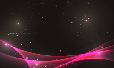 Soyut parlak kırmızı ışık çizgileri. Neon ışığı, ışık efekti teknoloji dokusu arka plan tasarımı. Fütürist sihirli parıltı ve parlak şablon afişi, soyut sanat duvar kağıdı. Vektör illüstrasyonu.