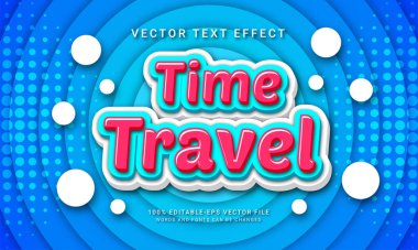 Mavi renk temalı zaman yolculuğu çizgi film düzenlenebilir metin efekti