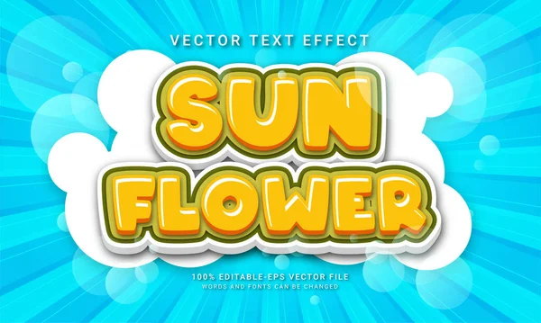 Sonnenblume Editierbare Texteffekt Mit Blumengarten Thema — Stockvektor