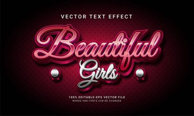 Güzel kızlar 3D düzenlenebilir metin etkisi 