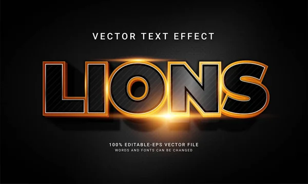 Lions Redigerbara Text Stil Effekt Med Djur Vilda Livet Tema — Stock vektor