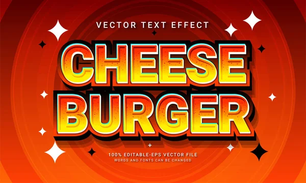 Burger Queijo Editável Texto Estilo Efeito Temático Menu Comida Restaurante — Vetor de Stock