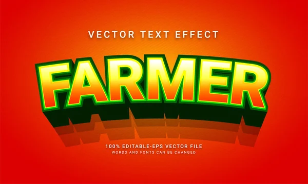 Landwirt Editierbare Text Stil Effekt Thematische Organische — Stockvektor