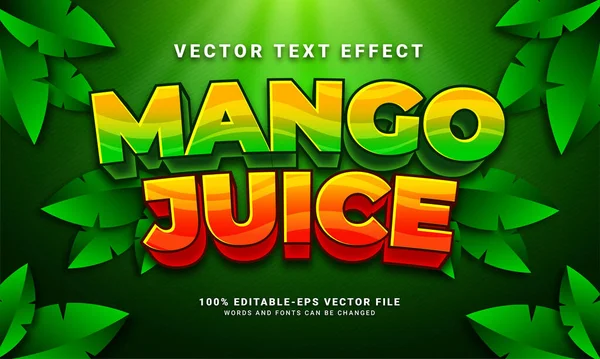 Mangosaft Editierbare Text Stil Effekt Thematischen Natürlichen Getränk — Stockvektor