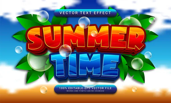 Sommerzeit Editierbare Text Stil Effekt Themenbezogene Sommer Veranstaltung — Stockvektor
