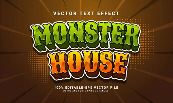 Efeito Estilo Texto Editável Casa Monstro Adequado Para Evento Halloween — Vetor de Stock