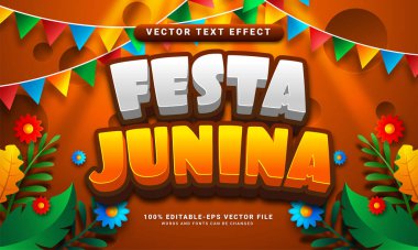 Festa junina 3D düzenlenebilir metin efekti festivalleri için uygundur