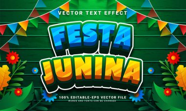 Festa junina 3D düzenlenebilir metin efekti festivalleri için uygundur