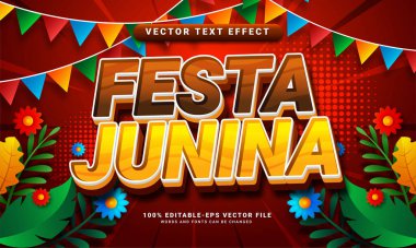 Festa junina 3D düzenlenebilir metin efekti festivalleri için uygundur