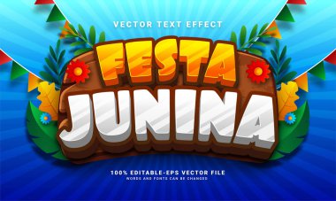 Festa junina 3D düzenlenebilir metin efekti festivalleri için uygundur