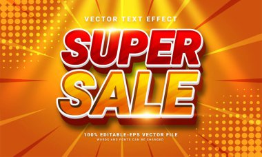 Süper satış 3D metin efekti, düzenlenebilir metin biçimi ve tanıtım satışları için uygun