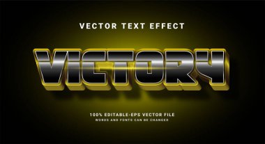 Zafer 3B düzenlenebilir metin biçimi etkisi. Sarı gölge renk temalı zafer metni efekti