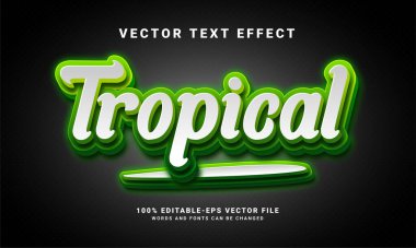 Tropik üç boyutlu metin efekti. Düzenlenebilir metin biçimi ve doğa teması için uygun