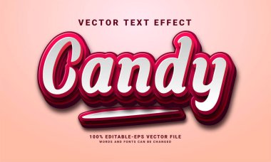 Şeker 3 boyutlu metin efekti. Düzenlenebilir metin biçimi efekti, tatlı yemek menüsü veya şeker teması için uygun