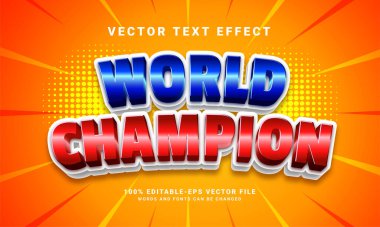 Dünya şampiyonu 3D metin efekti. Düzenlenebilir metin biçimi efekti, dünya rekabet ihtiyaçları için uygun
