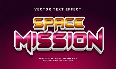 Uzay görevi 3D metin efekti. Düzenlenebilir metin biçimi efekti, boşluk teması için uygun