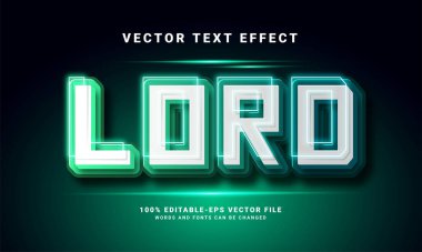 Lord 3D metin efekti. Mavi renk temalı düzenlenebilir metin biçimi efekti.