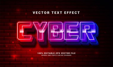 Siber 3D metin efekti. Renkli ışık temalı düzenlenebilir metin tarzı efekti. Gece etkinliği için uygun.