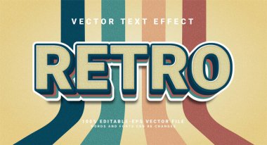 Retro 3D metin efekti. Renkli temalı düzenlenebilir metin biçimi efekti.