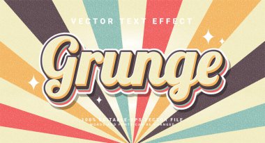 Grunge 3D metin efekti. Renkli temalı düzenlenebilir metin biçimi efekti.