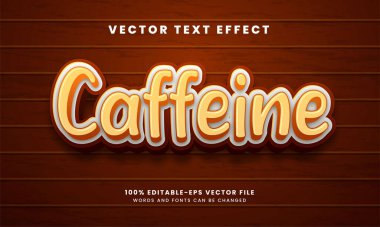 Kafein 3D düzenlenebilir metin efekti. Kahve ürünü ihtiyaçları için uygun.