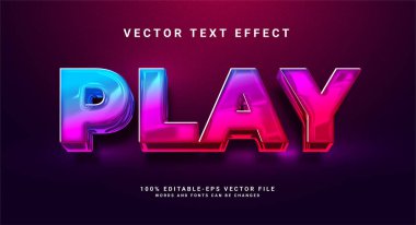 Zarif 3D metin efektini çal. Renkli temalı düzenlenebilir metin biçimi efekti.