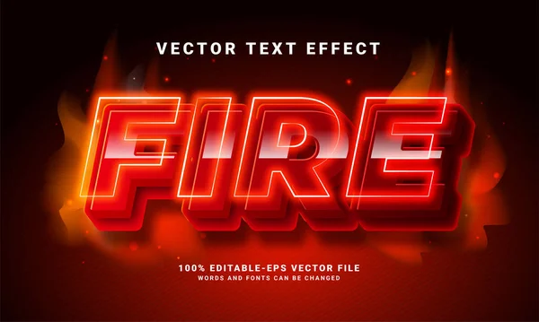Vuur Tekst Effect Bewerkbare Tekst Stijl Effect Met Rood Licht — Stockvector