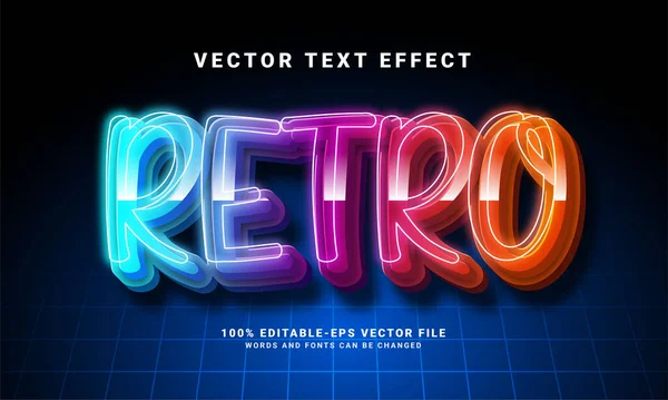 Retro Text Effekt Redigerbar Text Stil Effekt Med Färgglada Ljus — Stock vektor