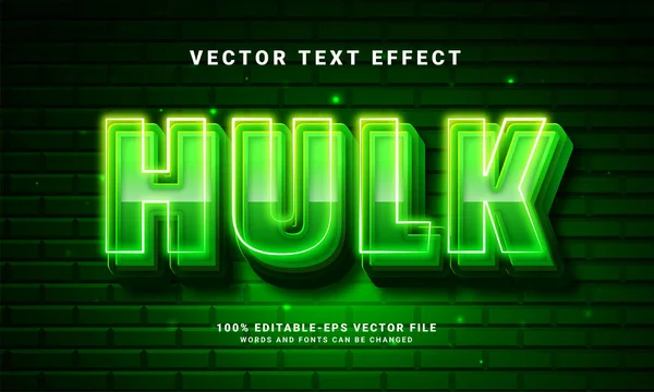 Hulk Text Effekt Redigerbar Text Stil Effekt Med Grönt Ljus — Stock vektor