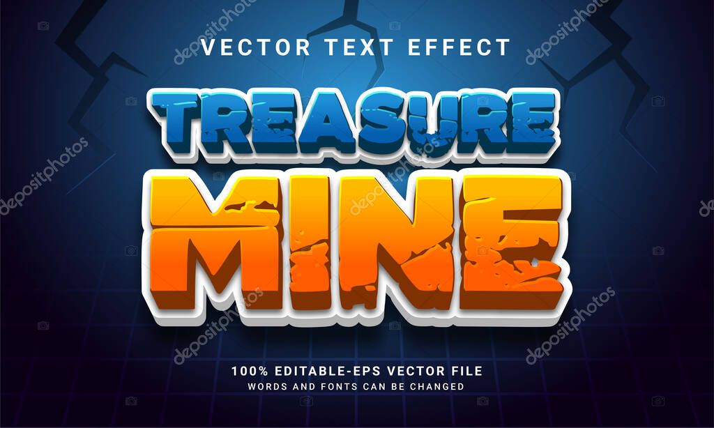 Treasure mine 3D text effect, editable text style and suitable for game assets