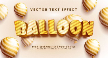 Balon 3D metin efekti. Olay kutlamaları için uygun düzenlenebilir metin biçimi efekti.