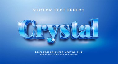 Kristal 3D metin efekti. Parlak temalı düzenlenebilir metin biçimi efekti.