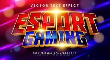 Kırmızı ve mavi renkli Esport oyun düzenlenebilir metin etkisi. 3B vektör metni