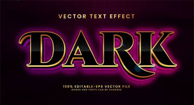 Koyu mor vektör 3D metin efekti. Parlak tema için uygun düzenlenebilir metin biçimi.