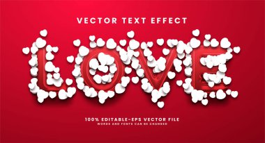 Düzenlenebilir metin etkisi. Romantik veya sevgililer günü temalarına uygun kağıt kesimi tarzı metin.