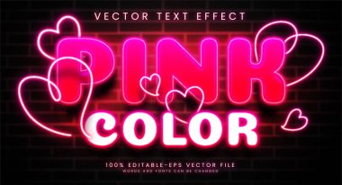 Pembe renk düzenlenebilir metin etkisi. Parlak metin efekti, neon biçimi teması için uygun.