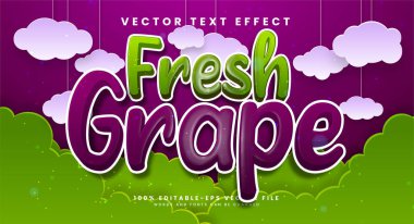 Kağıt kesiği biçimi ile taze üzüm düzenlenebilir metin efekti.
