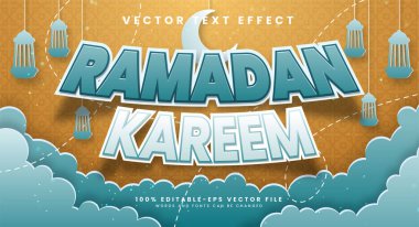 Papar kesim biçimi ile Ramazan kareem düzenlenebilir metin efekti.