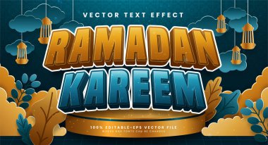 Ramazan kareem düzenlenebilir metin efekti Ramazan olaylarını kutlamak için uygundur.