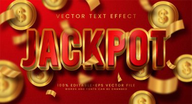 Büyük ikramiye 3d düzenlenebilir metin etkisi. Lüks tema için kırmızı ve altın rengi ile zarif metin efekti.