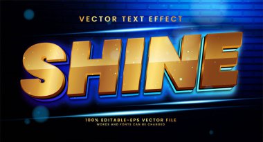 Mavi parlama vektörü 3D metin efekti. Parlak tema için uygun düzenlenebilir metin biçimi.