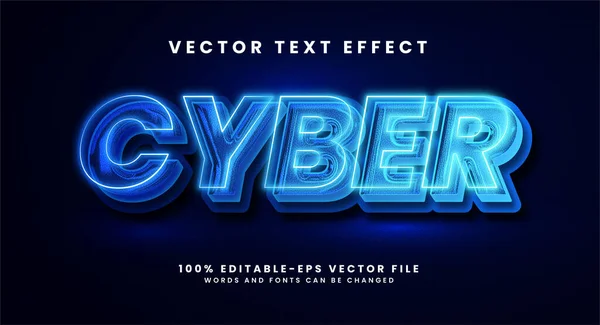 Kybernetický Textový Efekt Upravitelný Efekt Stylu Textu Zářivým Motivem — Stockový vektor