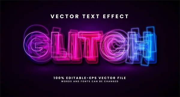 Glitch Teksteffect Bewerkbare Tekst Stijl Effect Met Kleurrijke Abstracte Licht — Stockvector