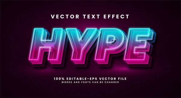 Hype Textový Efekt Upravitelný Efekt Stylu Textu Barevným Světelným Motivem — Stockový vektor