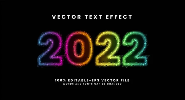 2022 Effet Texte Lumineux Effet Style Texte Modifiable Avec Particule — Image vectorielle