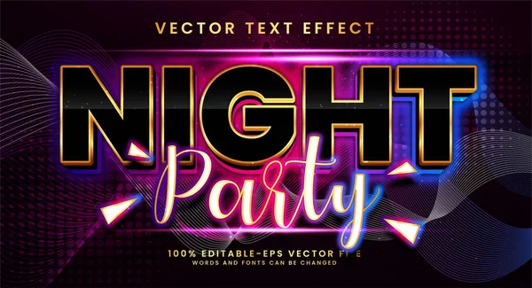 Effet Texte Vectoriel Night Party Style Texte Modifiable Adapté Thème — Image vectorielle