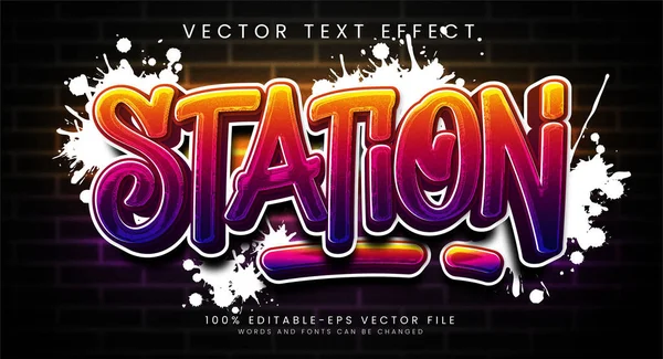 Station Bewerkbare Tekst Stijl Effect Met Gradiënt Kleuren Geschikt Voor — Stockvector