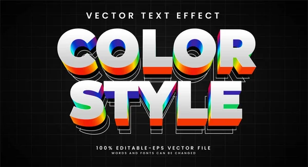 Kleurstijl Bewerkbare Vector Teksteffect Met Kleurrijk Concept — Stockvector